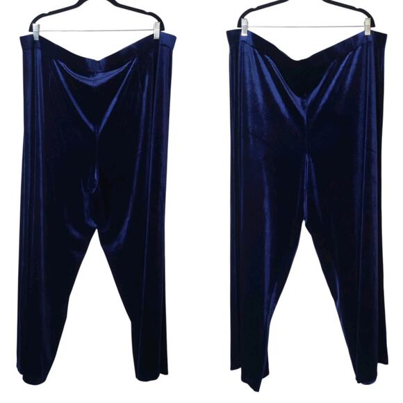 Modcloth Blue Velvet Evening Smoking Jacket Wide Leg Pant Suit 3X 4X Loungewear - Picture 3 of 13